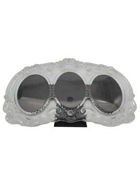 Ornate Triple Picture Frame Frosted Glass Baroque Heavy Anniversary Wedding